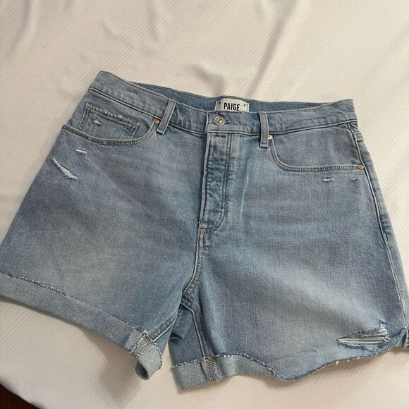 Paige Asher Rolled Cut Off Denim Shorts Size 29 - Picture 2 of 13
